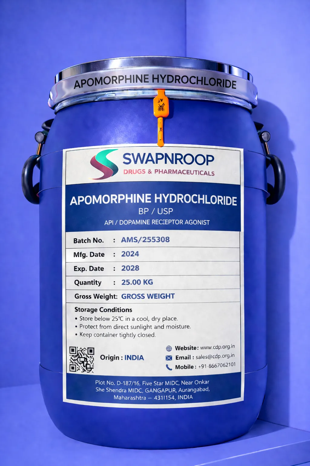 Apomorphine Hydrochloride API